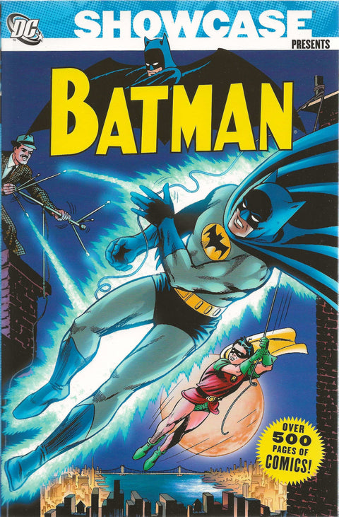 Comic book cover featuring Batman and Robin with a cityscape background