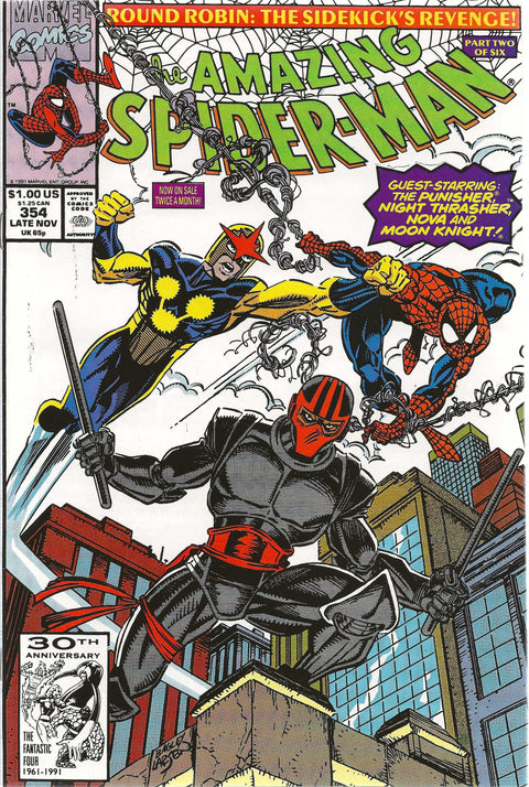 comic book cover with Spider-man, Nova, and Night Thrasher on the front