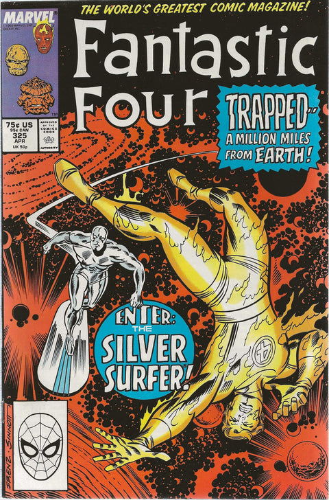 Comic book cover of 'Fantastic Four' featuring the Silver Surfer.