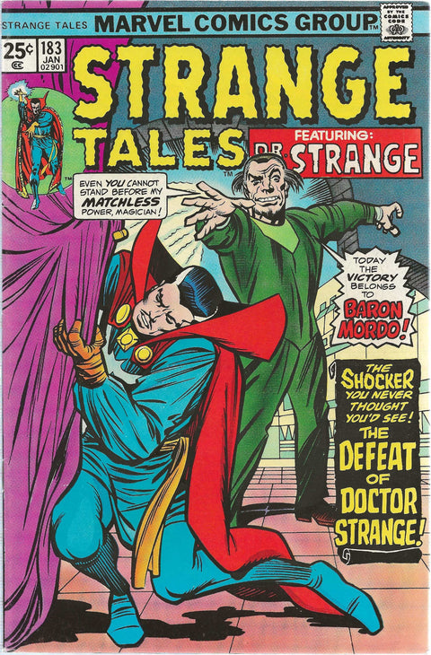 comic book cover of strange tales 183