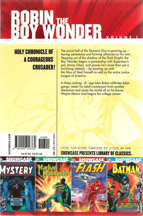 Comic book cover of 'Robin the Boy Wonder' with superhero images and text.