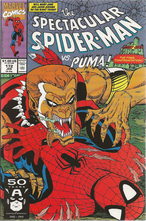Comic book cover of Spectacular Spider-Man vs the Puma!