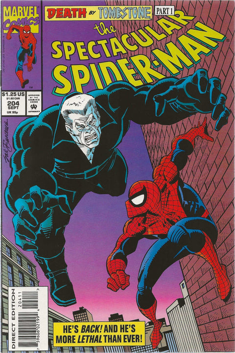 comic book cover of spectacular spider-man #204