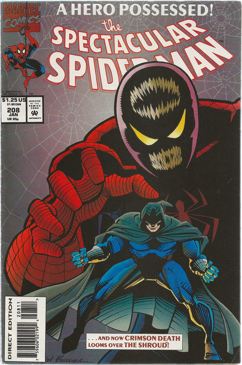 comic book cover of spectacular spider-man #208
