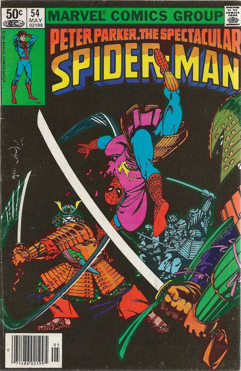 comic book cover of Spectacular Spider-Man #54