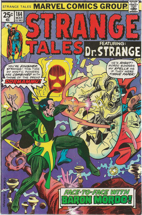 comic book cover of strange tales 184